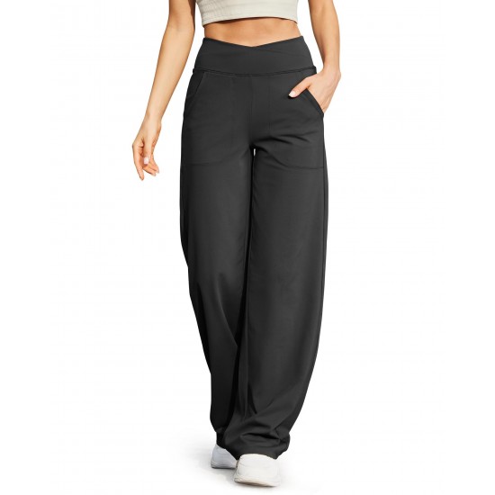 Women's wide-leg yoga pants with pockets petite/regular/tall stretch lounge pants Women's wide-leg yoga pants with pockets petite/regular/tall stretch lounge pants