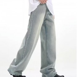 American retro washed drape straight-leg jeans streetwear loose light blue vintage pants