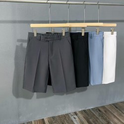 Casual 4/5-inch shorts men's drape summer thin ice silk dress shorts loose straight-leg white