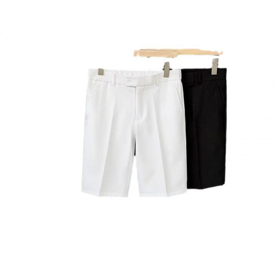 Casual 4/5-inch shorts men's drape summer thin ice silk dress shorts loose straight-leg white Casual 4/5-inch shorts men's drape summer thin ice silk dress shorts loose straight-leg white